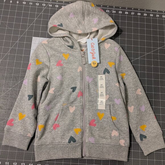 Cat & Jack Sweatshirt - New With Tags - 4T - Gray with hearts - Picture 1 of 4